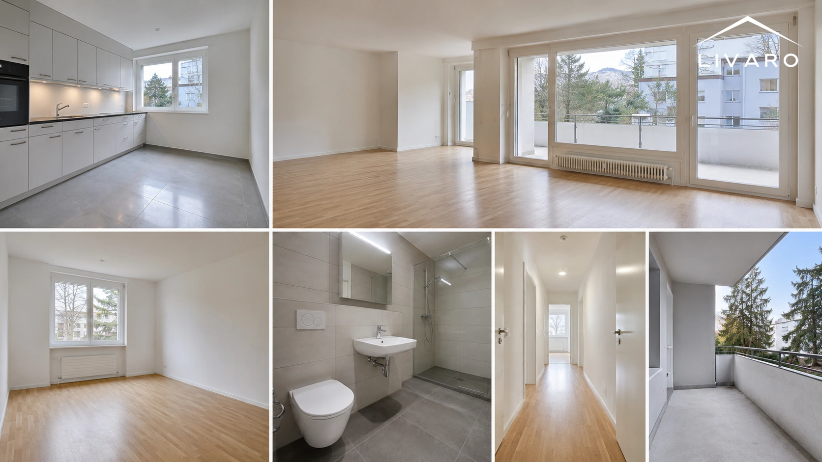 Leere gereinigte Räume für eine Wohnungsübergabe
