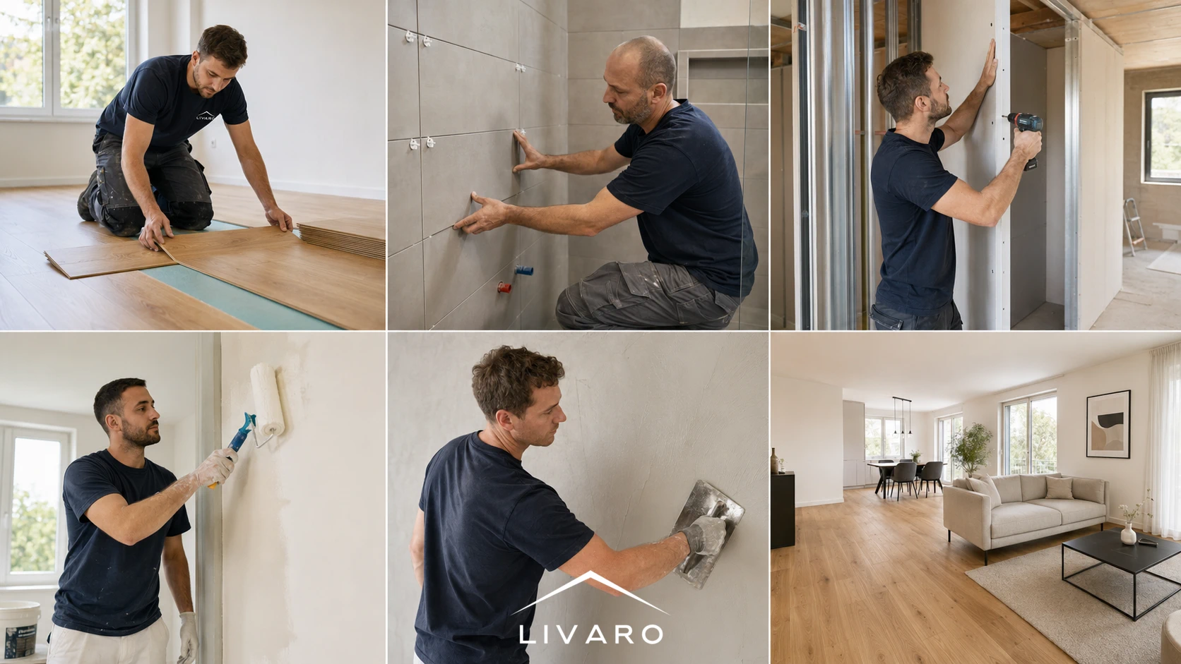 Livaro Baudienstleistungen – Collage der ausgeführten Arbeiten