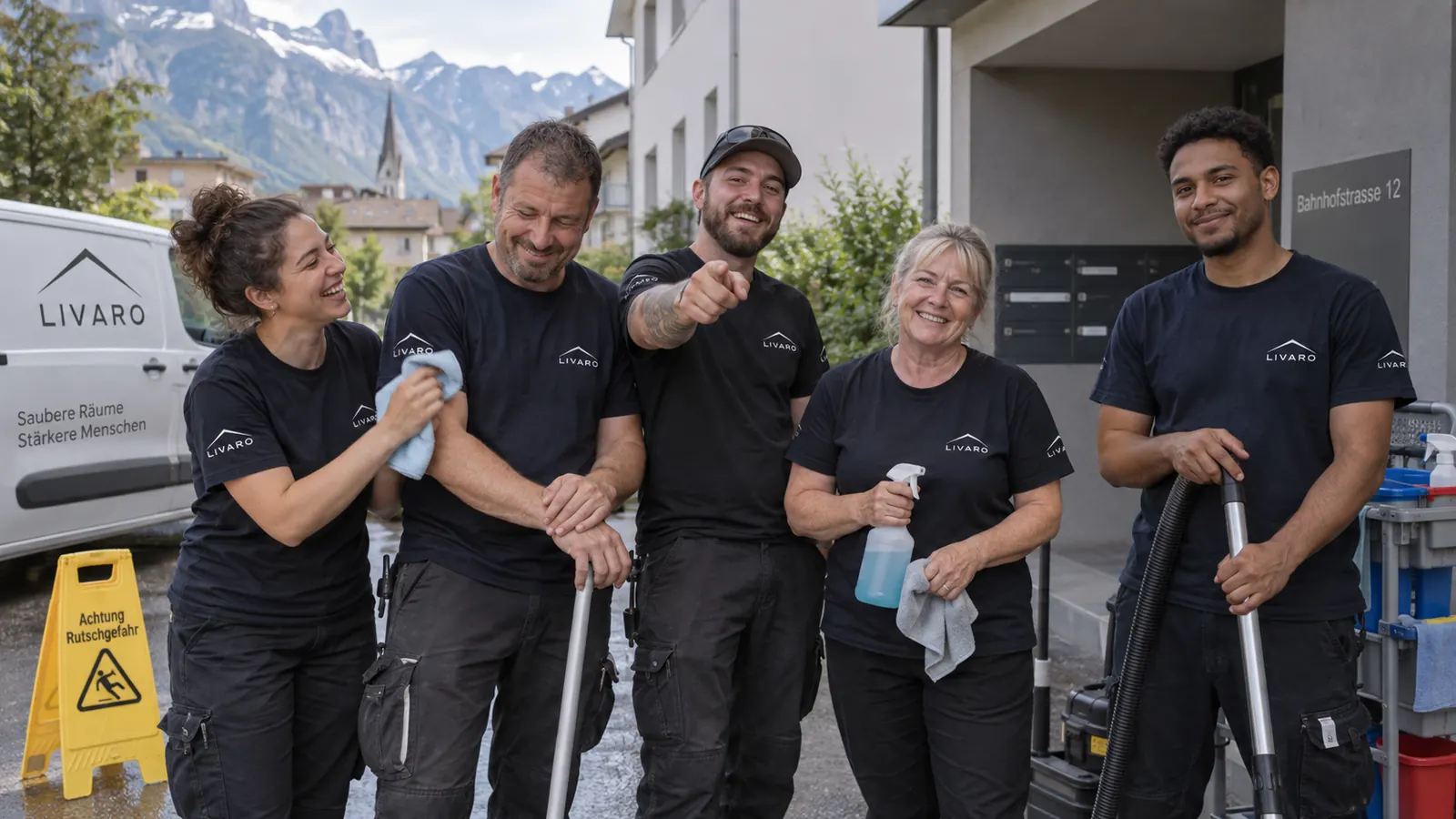 Livaro Reinigungsteam bei der Arbeit in einer Wohnung im Kanton Glarus
