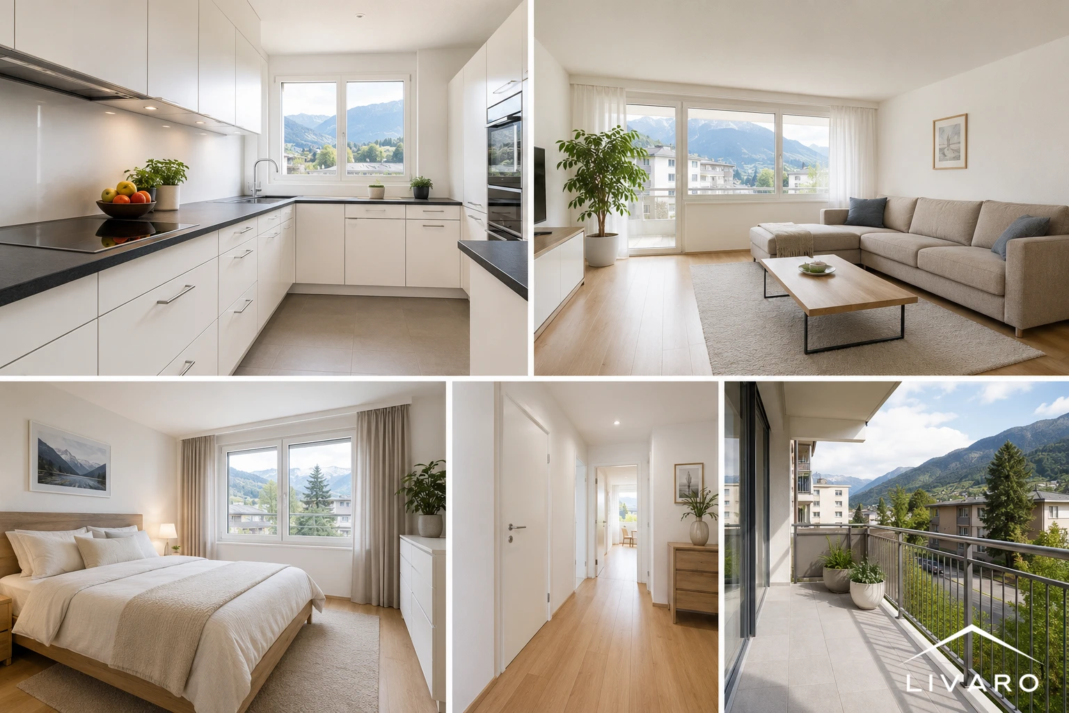 Collage regelmässig gereinigter Wohnbereiche