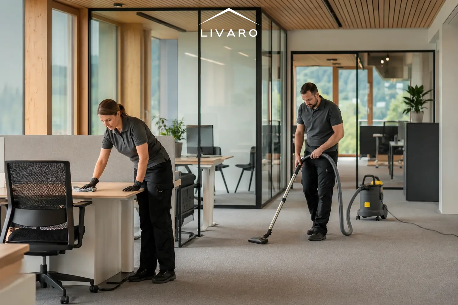 Livaro Team bei der Büroreinigung