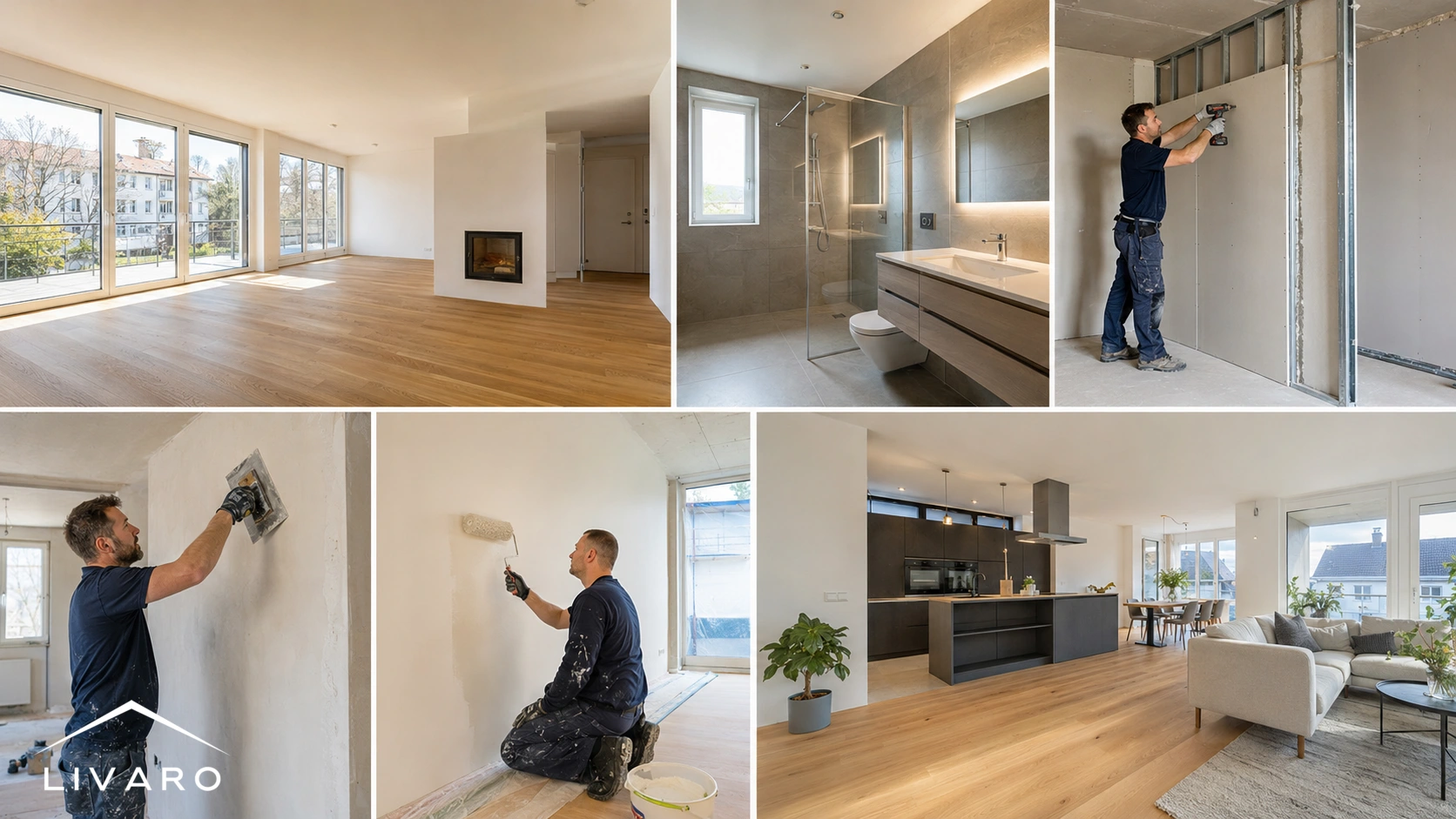 Livaro Innenausbau und Renovation – Collage der beteiligten Arbeiten