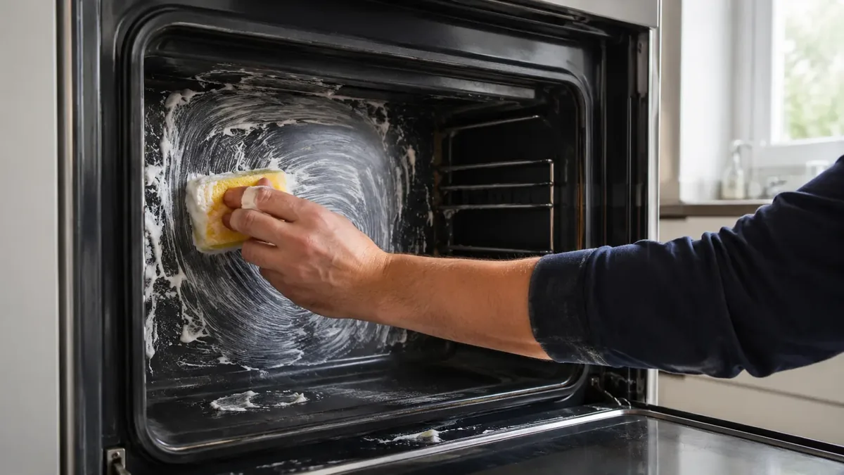 Natronpaste wird im Backofen aufgetragen