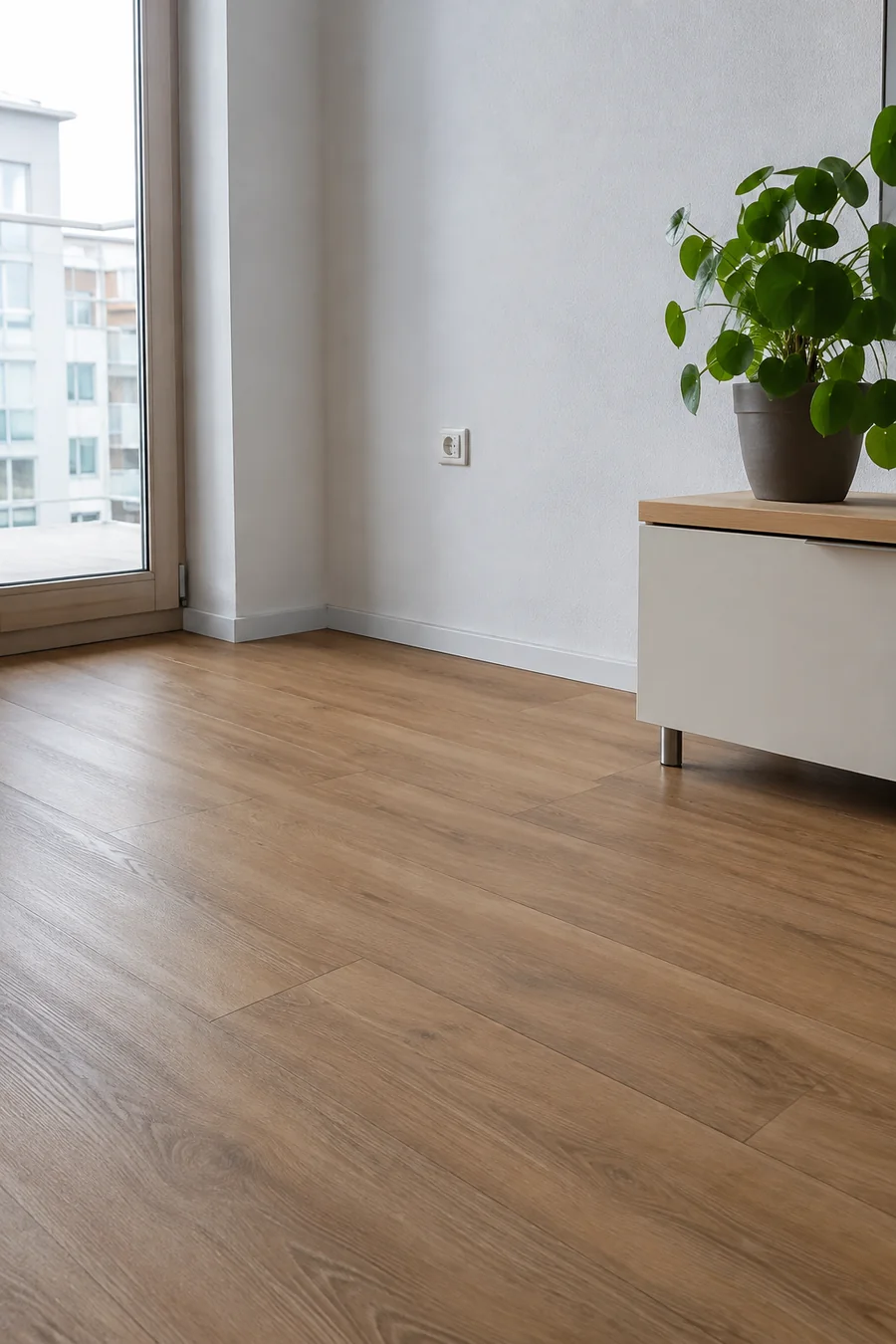 Sockelleiste wird sauber an die Wand gesetzt