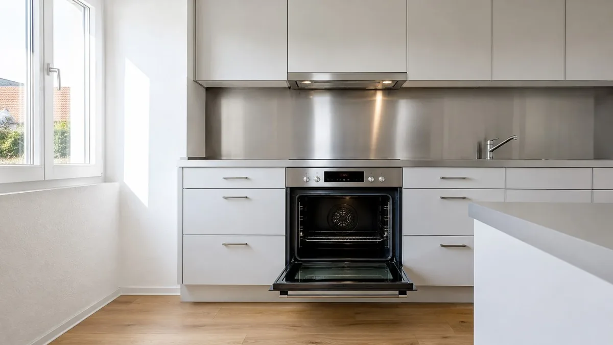 Gereinigte Küche mit offenem Backofen nach der Endreinigung