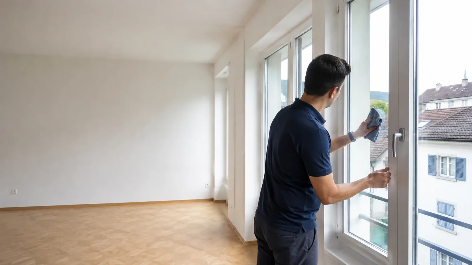 Livaro Mitarbeiter bei der Umzugsreinigung einer Wohnung in Zürich